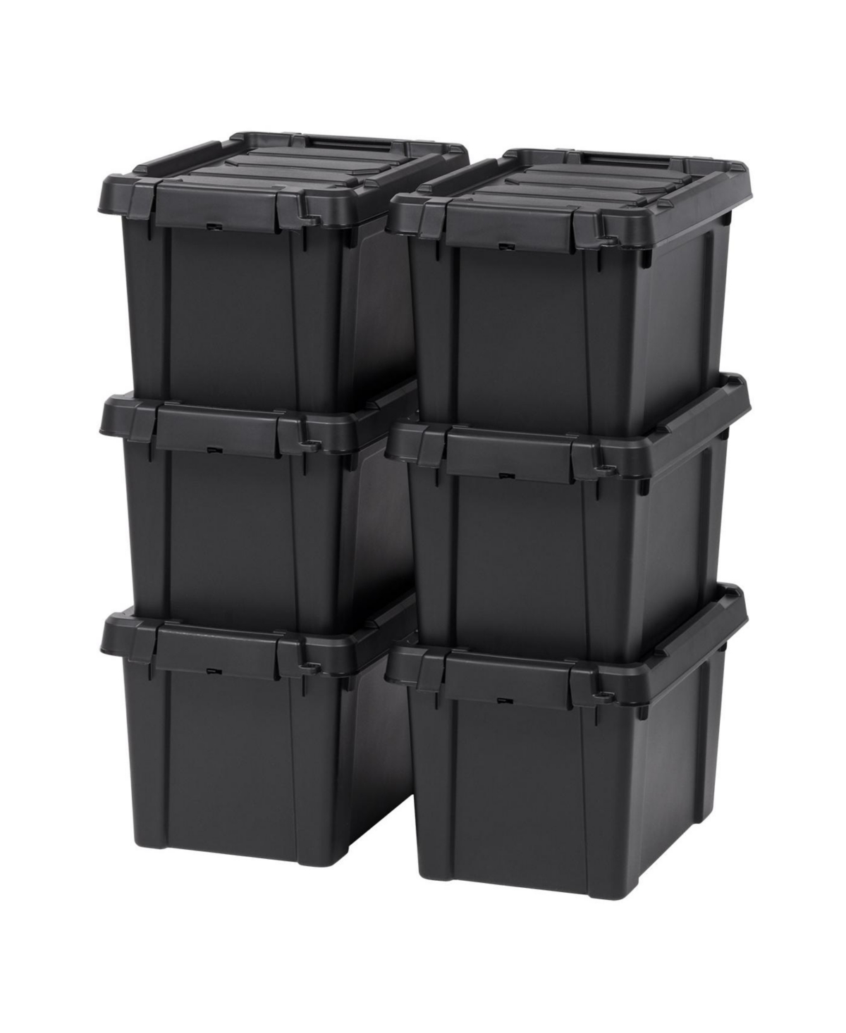 6 Pack 5gal/20qt Heavy-Duty Storage Plastic Bin Tote Container, Black - Black