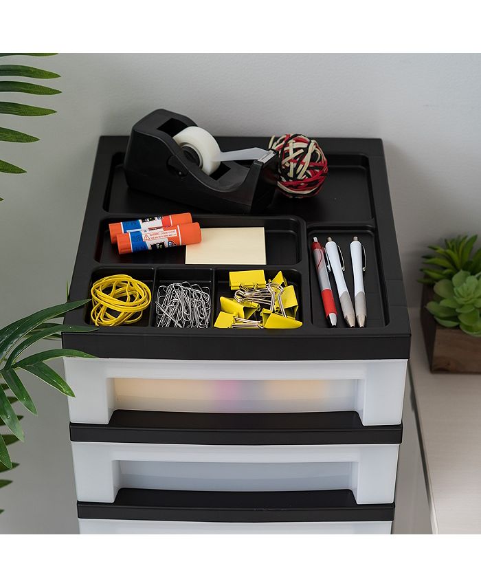 IRIS 9Drawer Storage Cart with Organizer Top, Black Macy's