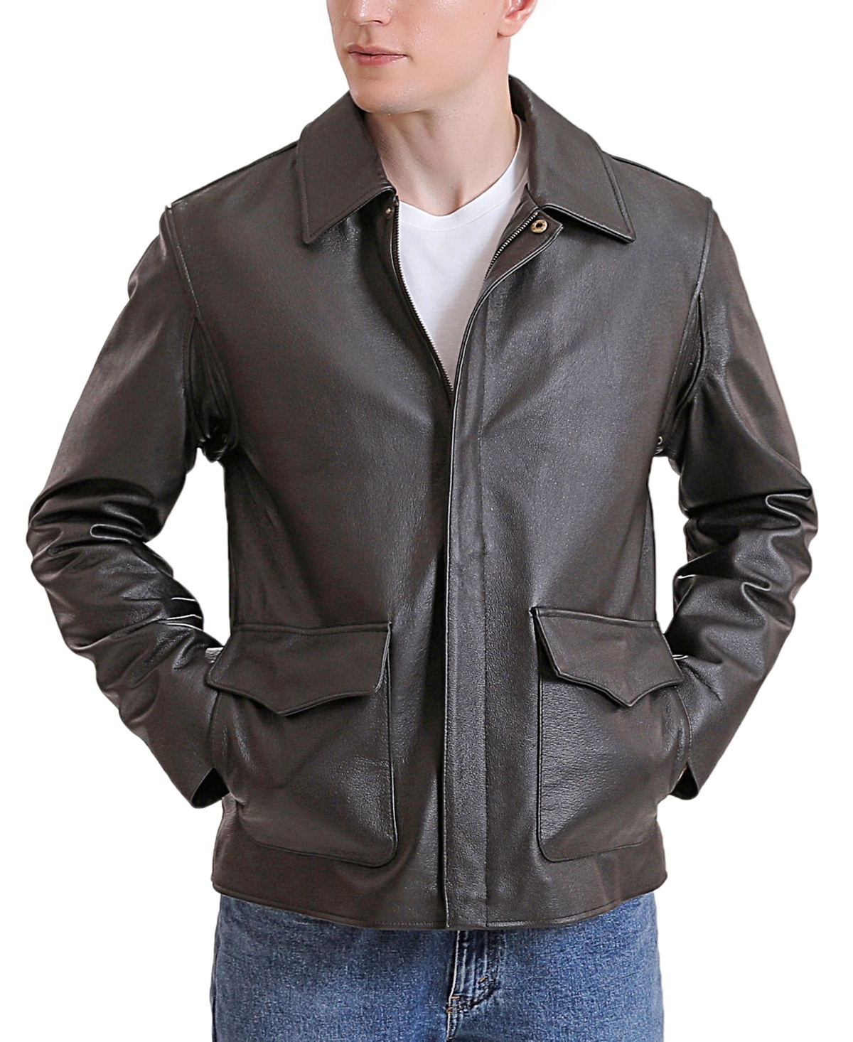 Men Raider Indy-Style Leather Legend Jacket - Brown