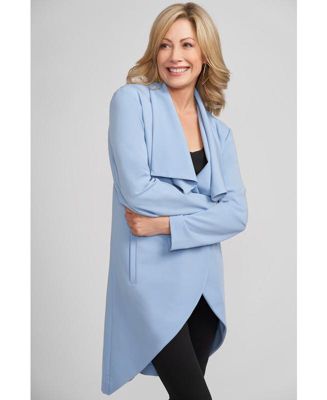 Women's Lisa Loose Fitting Knee Length Draped Collar Duster