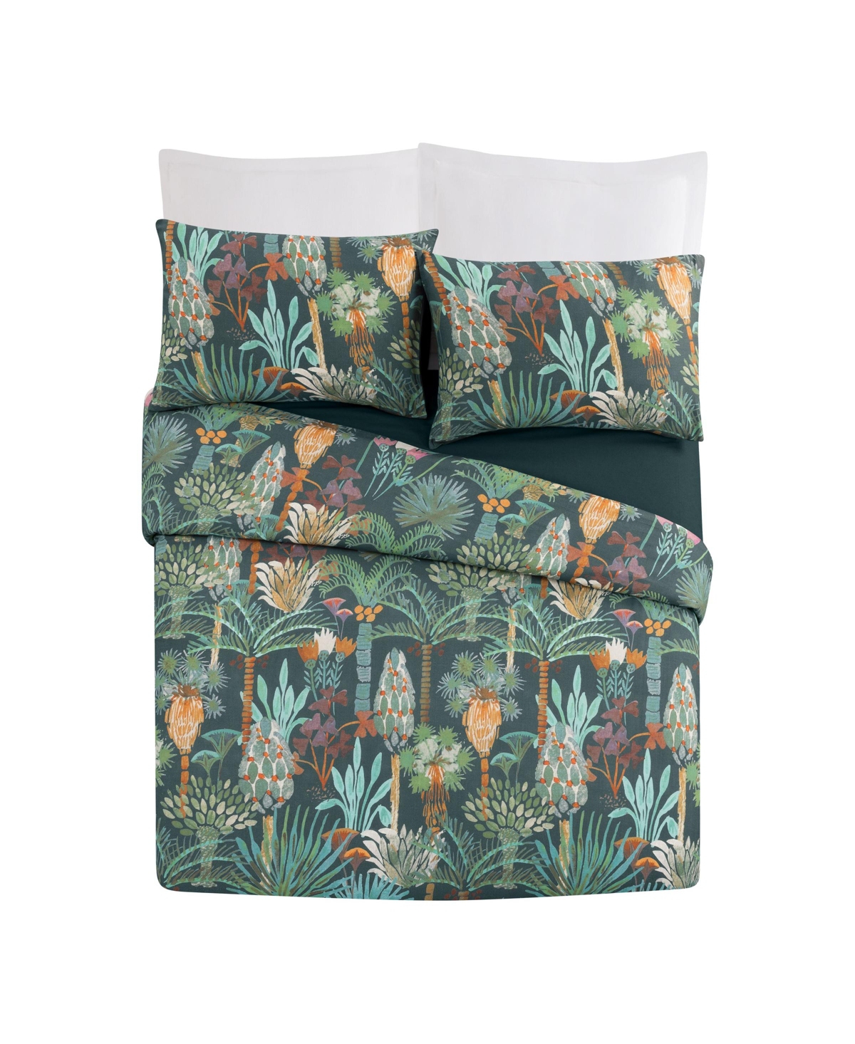 Shop Justina Blakeney Phoenix Cotton Sateen 3-pc Duvet Cover Set, Queen In Green