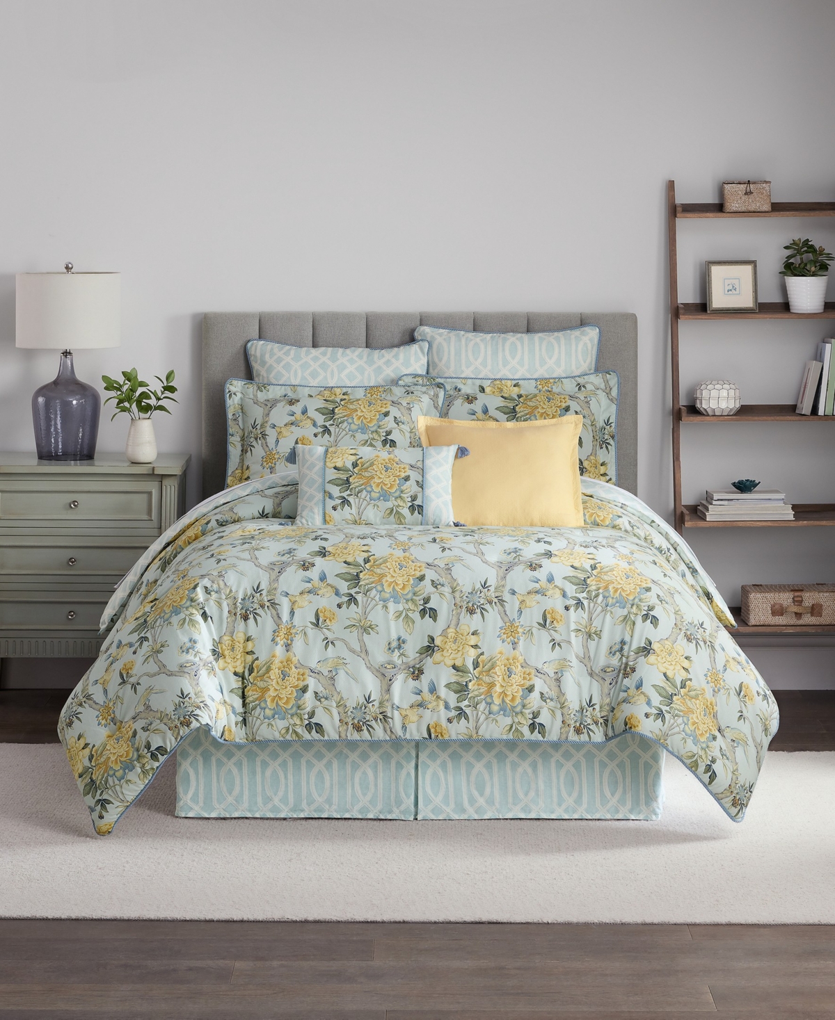 Waverly Mudan Floral 4-pc. Comforter Set, Queen In Blue Bird