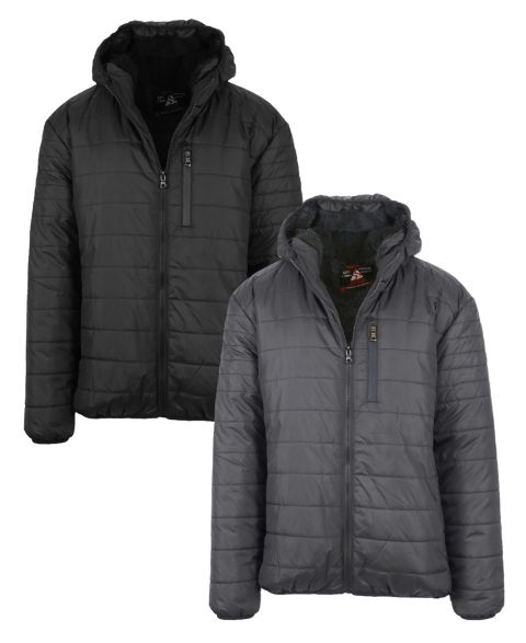 Мужские куртки Spire By Galaxy Sherpa Lined Hooded Puffer, Pack of 2, цвет: Чёрный угольный