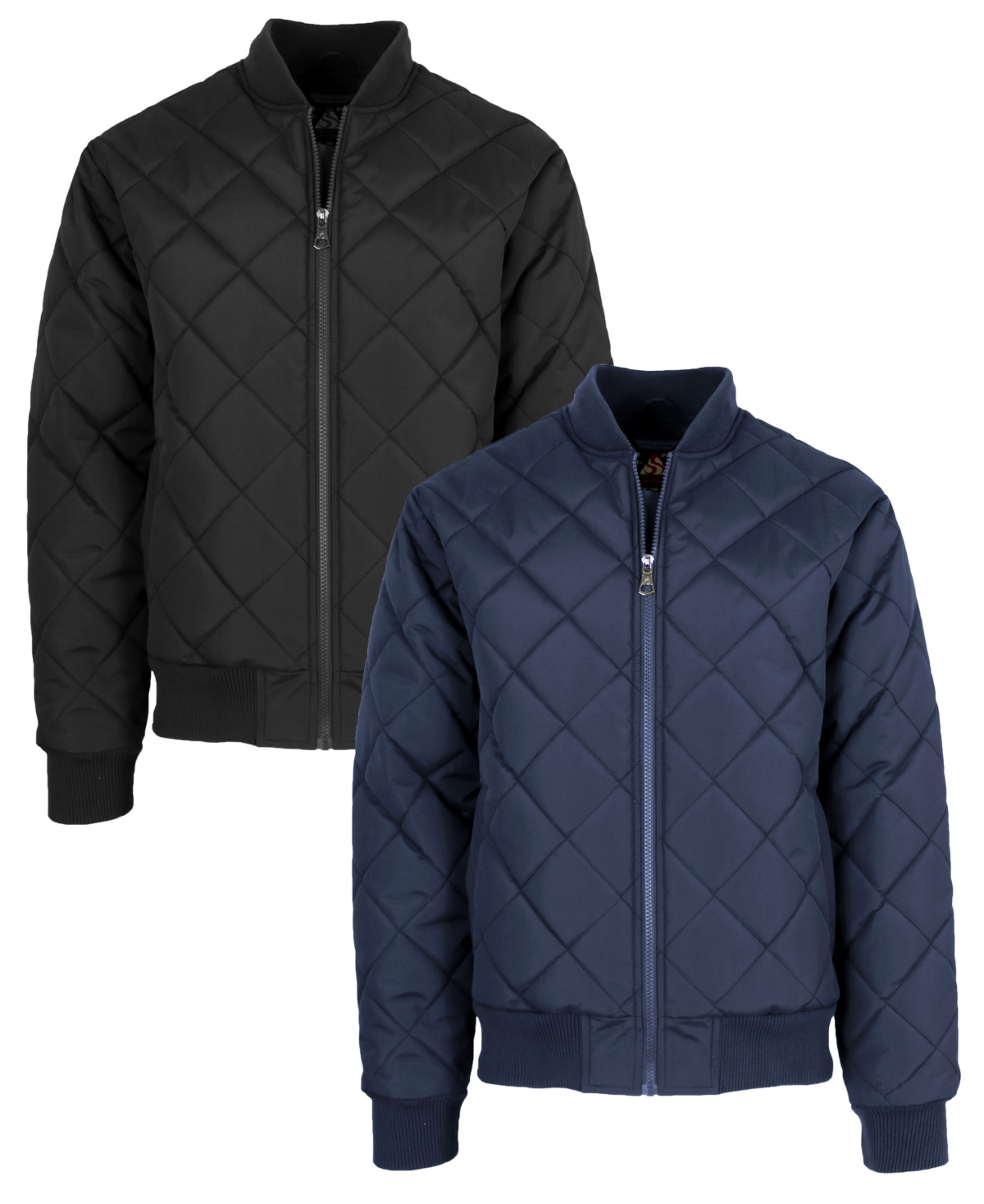 Spire By Galaxy Men's Quilted Bomber Jacket, Pack of 2 - Black-Navy