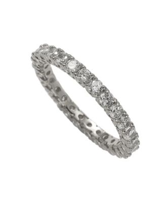 Suzy Levian Sterling Silver Cubic Zirconia Pave U Shape Setting Eternity Band Ring