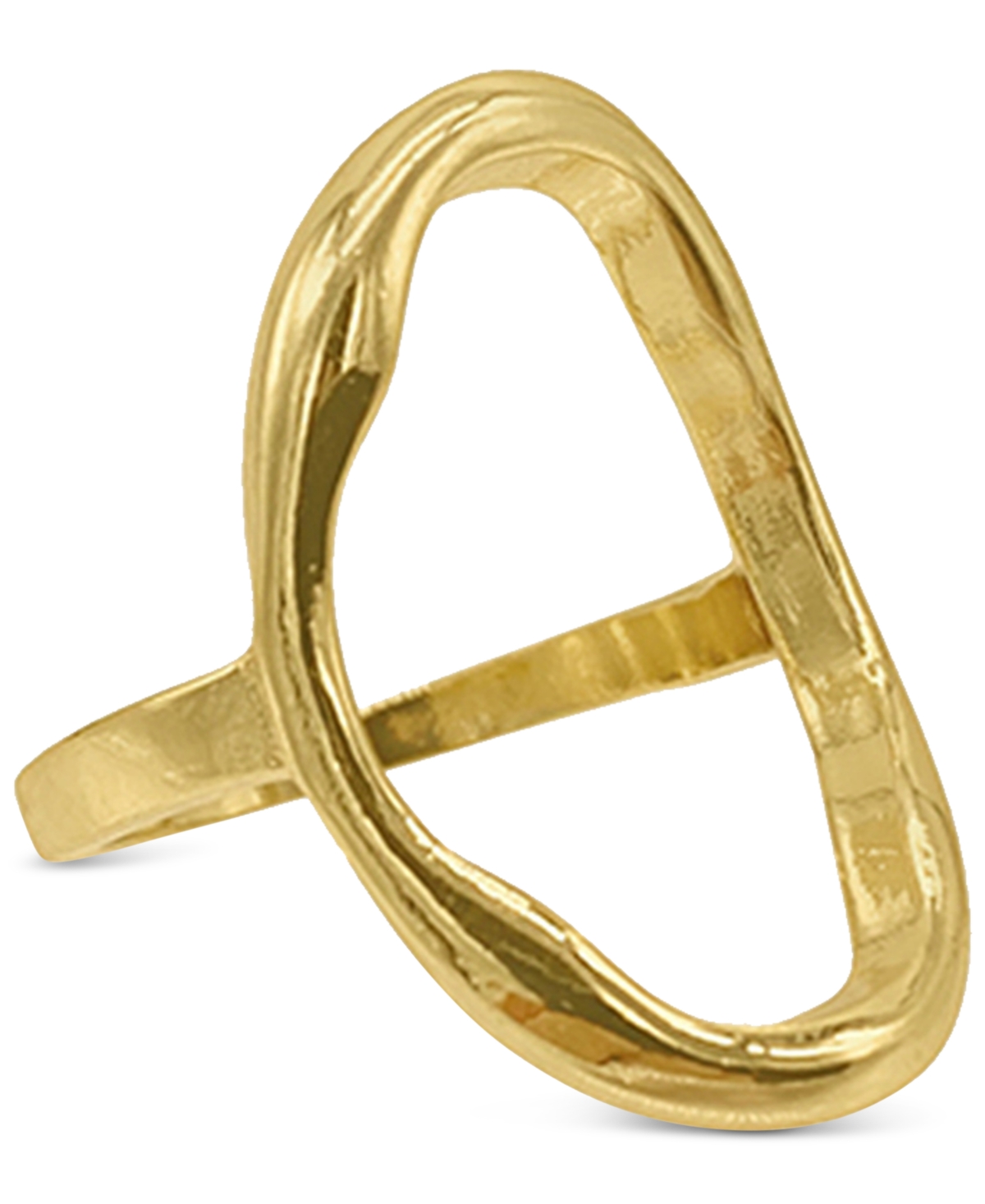 Adornia Gold-tone Open Hammered Oval Ring