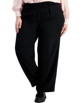 Bar III - Plus Size Tab-Waist Pleated Trousers