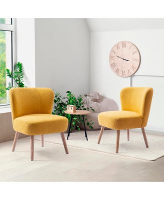 25" Wide Upholstered Boucle Accent Chairs (Set of 2)