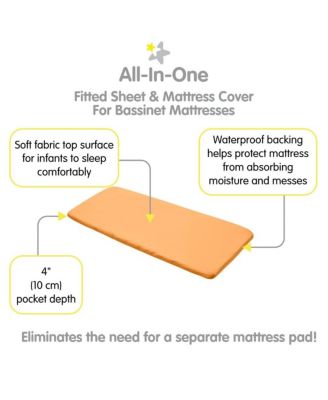 All-in-One Fitted Sheet & Waterproof Cover for 33" x 15" Bassinet Mattress (2-Pack)