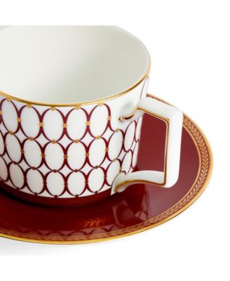 Renaissance Red China Teacup and Saucer