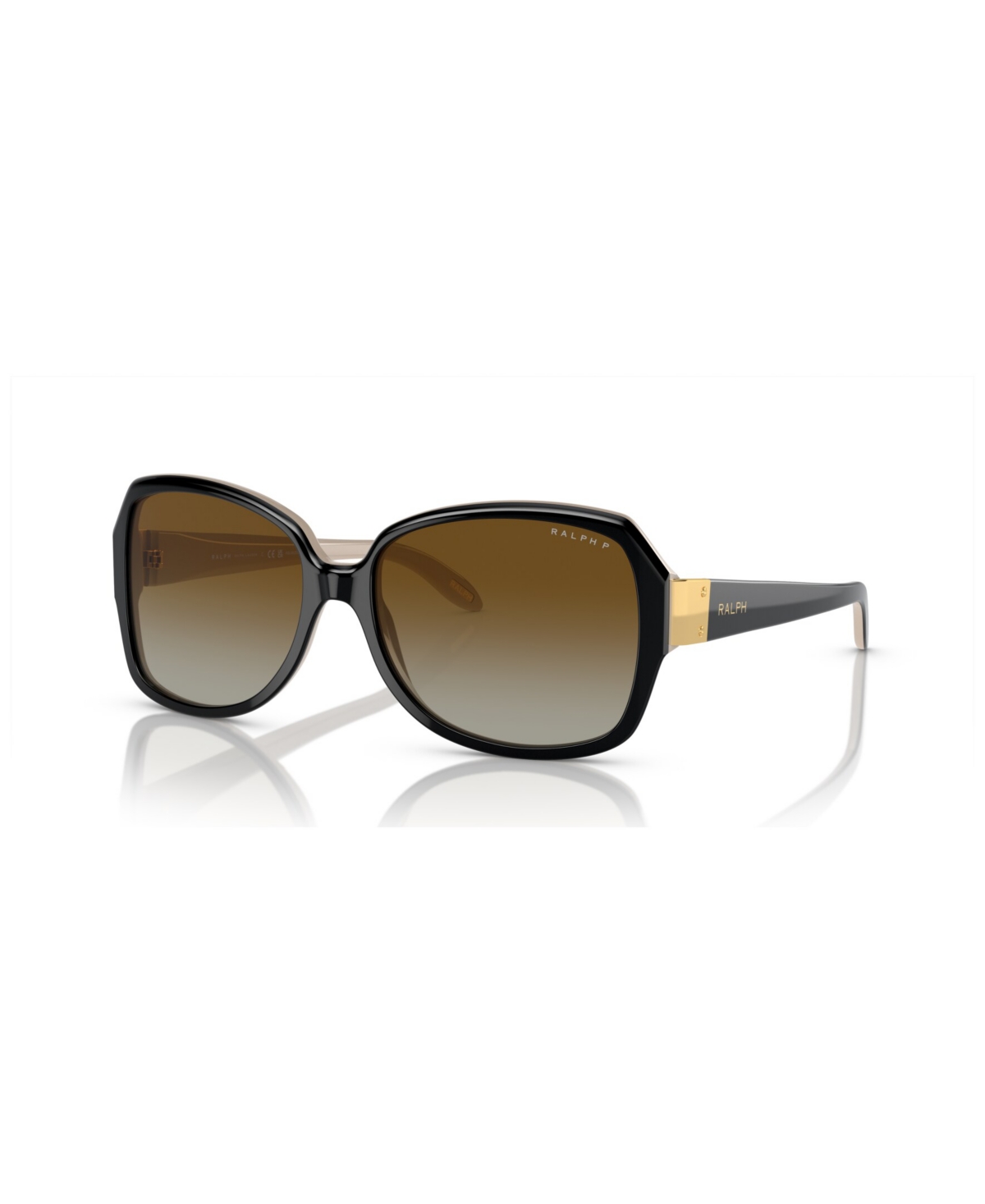 Women's Polarized Sunglasses, Gradient Polar RA5138 - Shiny Black On Nude