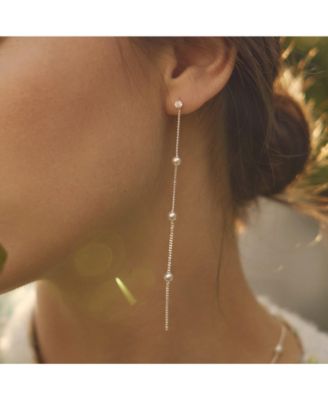 Sterling Silver Infinite Pearl Earrings Dainty Holiday Gift Idea