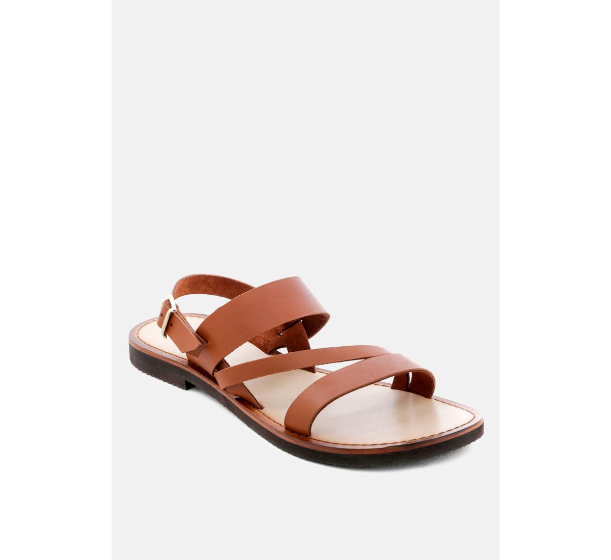 Mona Womens Flat Summer Sandals - Tan