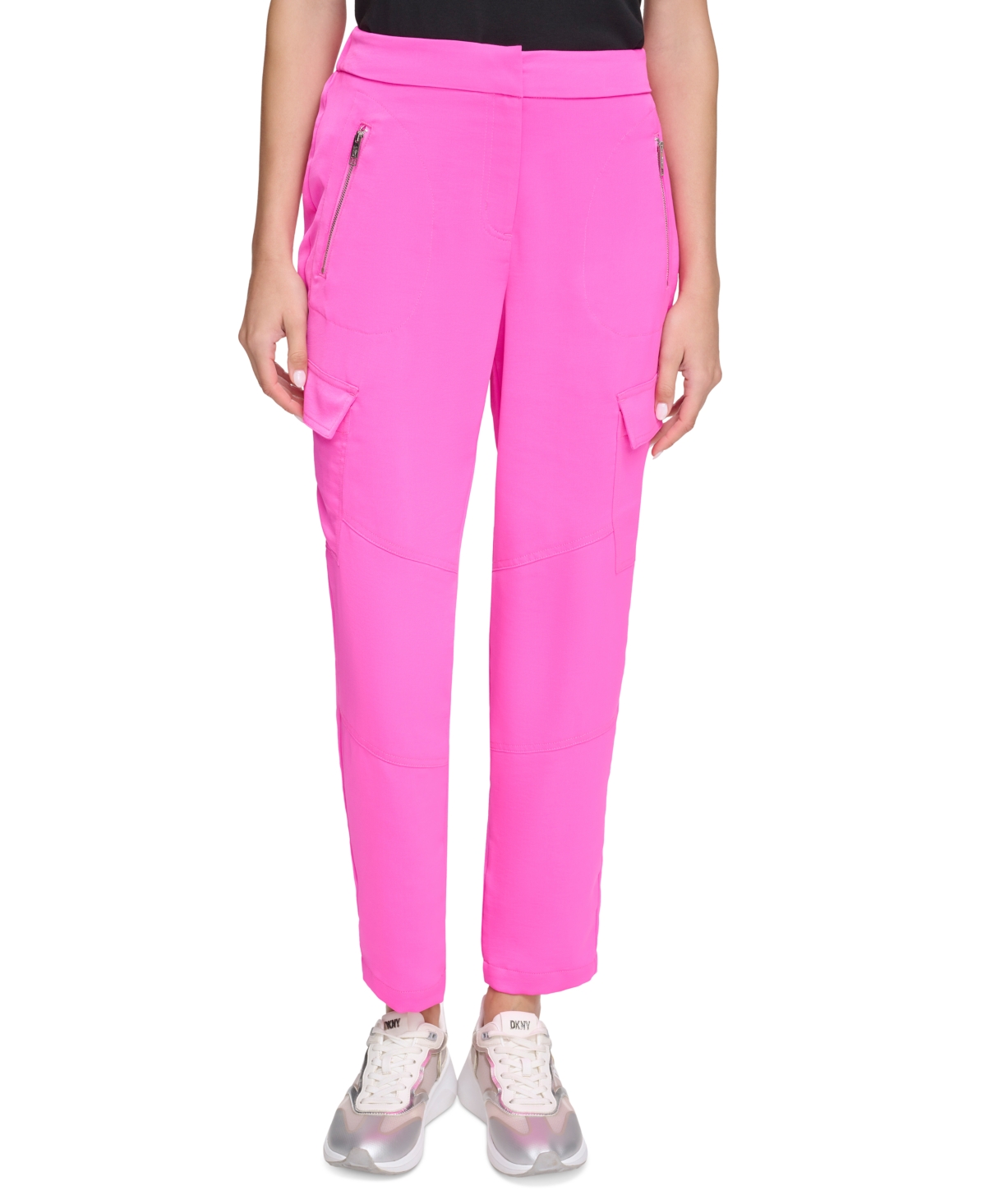 Women's Zip-Pocket Cargo Pants - Shocking Pink