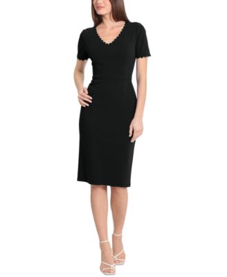 Maggy London Women's Short Sleeve Double Pleat Midi Dress - Lined Scuba Crepe With Pockets - View #6