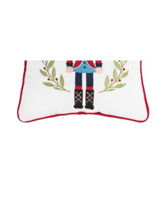 Nutcracker Wreath Embroidered Small Christmas Throw Pillow, 10" x 10"