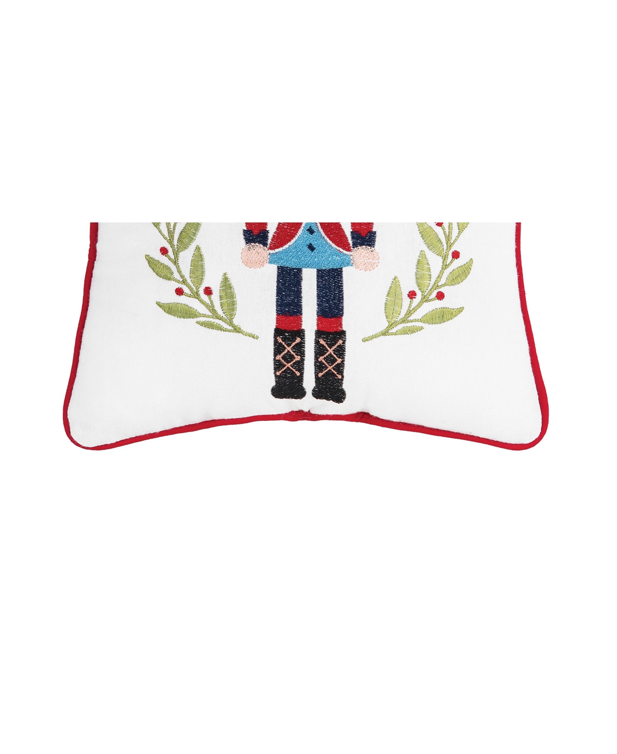 Nutcracker Wreath Embroidered Throw Pillow