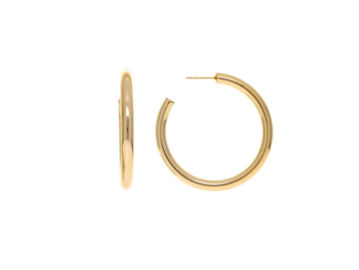 Polished Tube Hoop Earrings - Gold