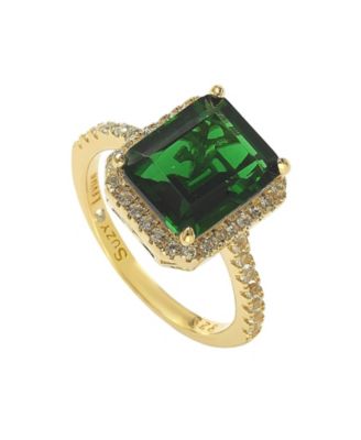 Suzy Levian Sterling Emerald-Cut Cubic Zirconia Halo Ring