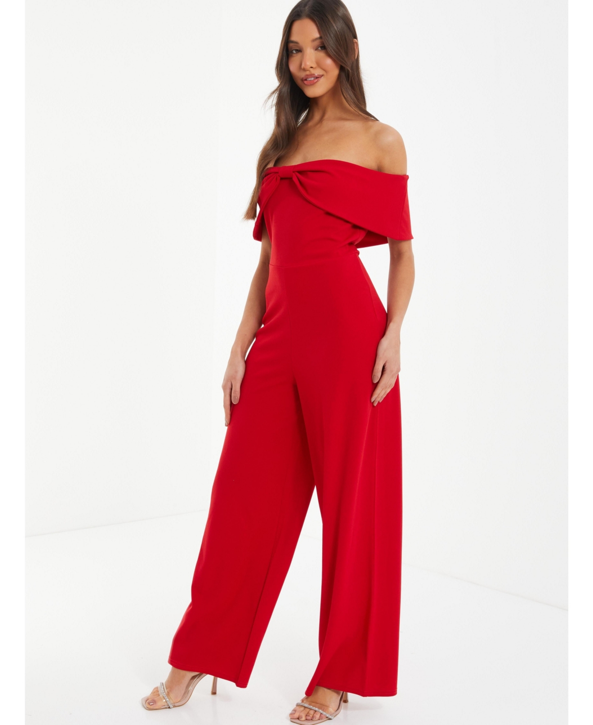 Quiz Women's Bow Bardot Palazzo Jumpsuit