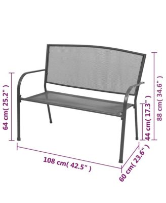 Patio Bench 42.5" Steel and Mesh Anthracite