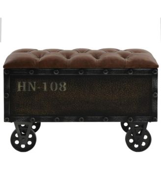 Storage Bench with Castors 31.7" Solid Wood Fir