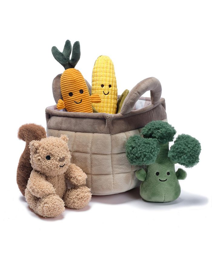 Lambs & Ivy Plush Veggie Basket Play Set with Interactive Stuffed