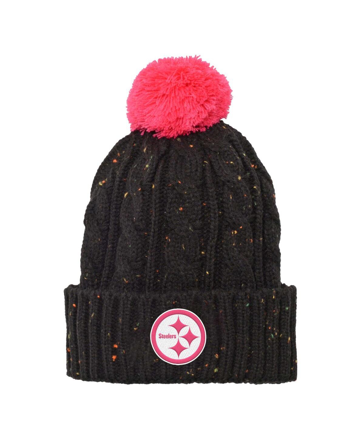 Outerstuff Kids' Youth Boys And Girls Black Pittsburgh Steelers Nep Yarn Cuffed Knit Hat With Pom