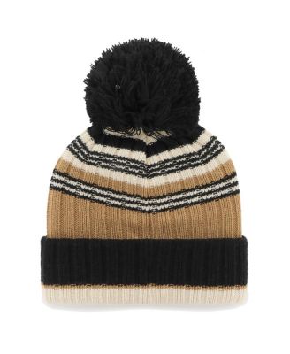 Women's Natural New England Patriots Barista Cuffed Knit Hat with Pom