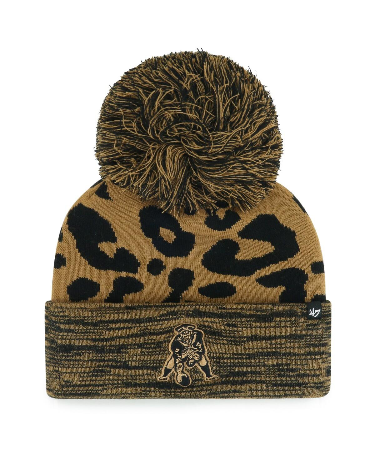 Women's '47 Brand Brown New England Patriots Rosette Cuffed Knit Hat with Pom - Brown