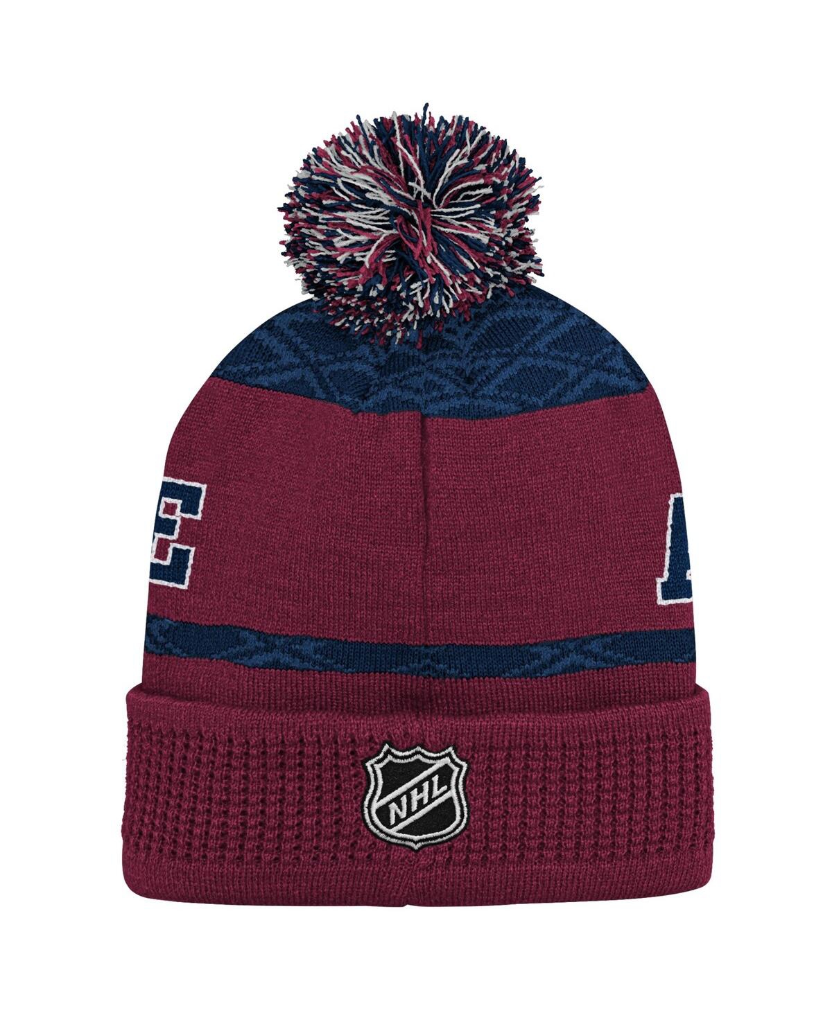 Outerstuff Youth Boys And Girls Colorado Avalanche Burgundy Puck Cuffed Knit Hat With Pom In Burgundy