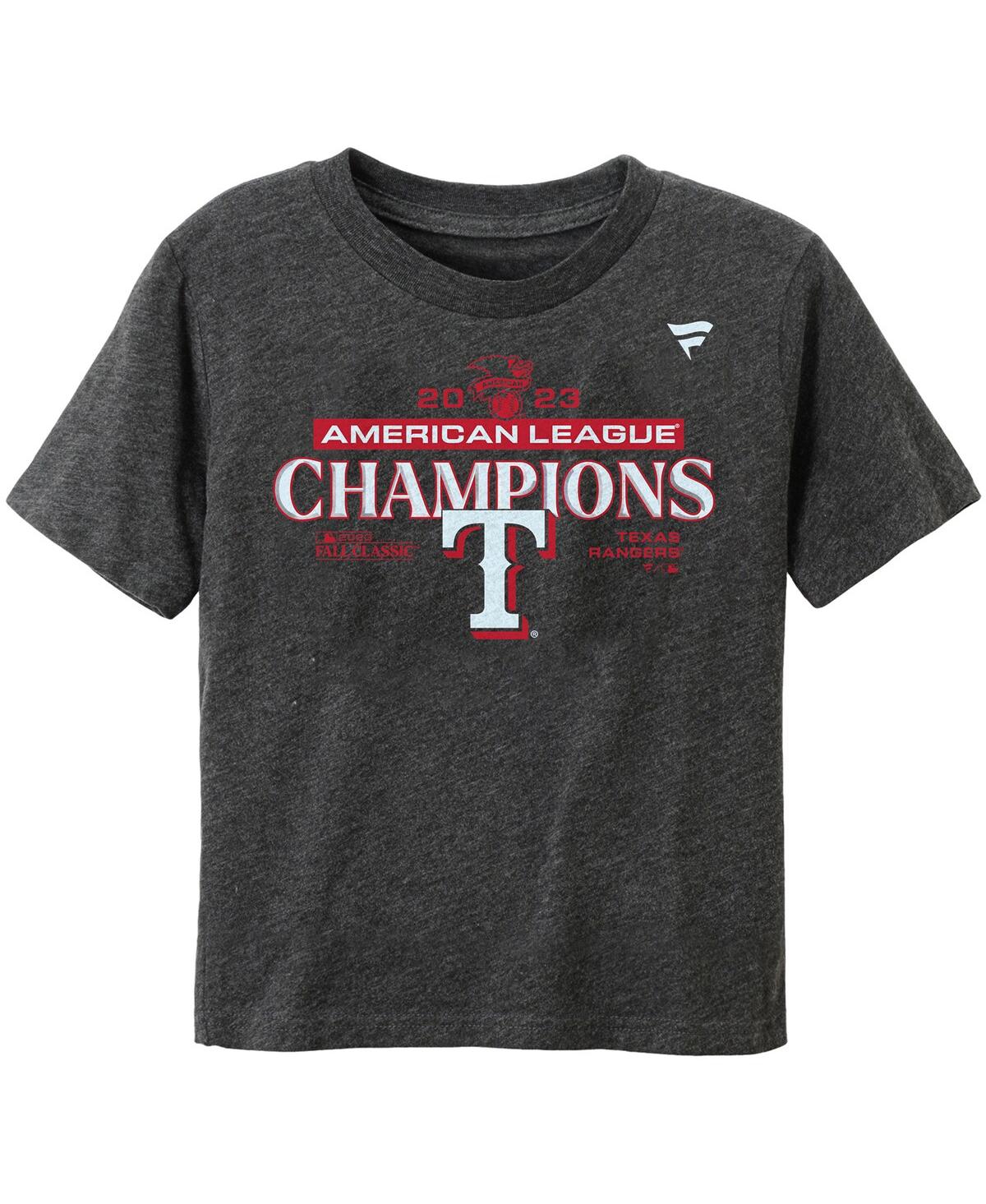 Toddler Boys and Girls FanaticsTexas Rangers 2023 American League Champions Locker Room T-shirt - Heather Charcoal