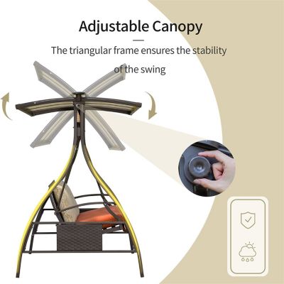 Streamdale Adjustable Canopy Hammock Swing with Solar Light & Cushions