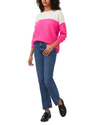 Women's Cozy Extended Shoulder Color Blocked Sweater 