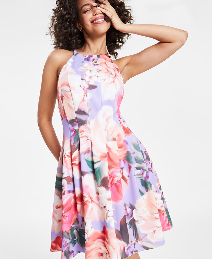 Vince Camuto Women's Printed Scuba Fit and Flare Dress  Dress Green Size 8 main image 1