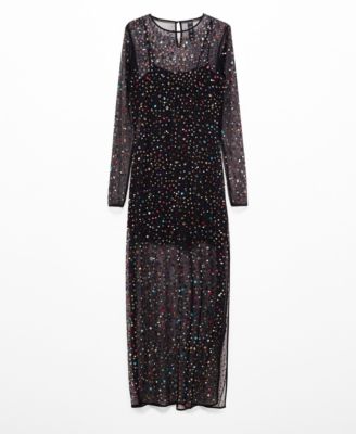 knee length dresses for ladies Sexy Black Sequin Decor High Neck Transparent Bodycon Dress – SEXY  AFFORDABLE CLOTHING