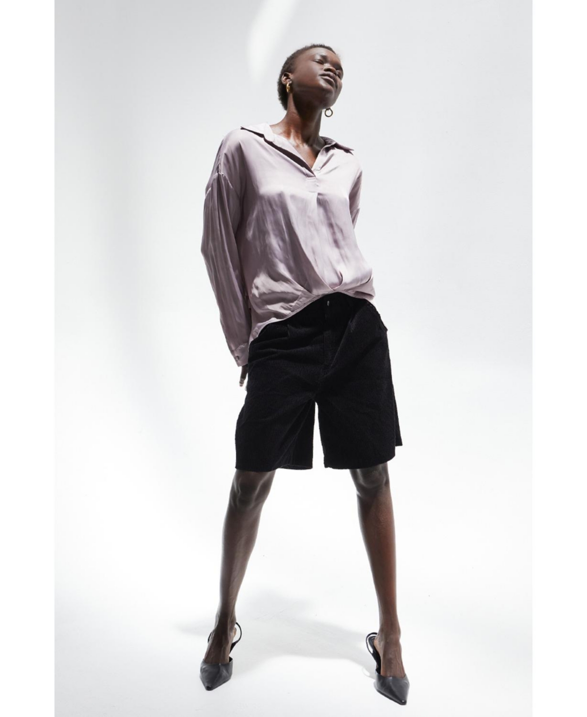 Women's Raven Faux Surplice Satin Top -pastel purple + lavender