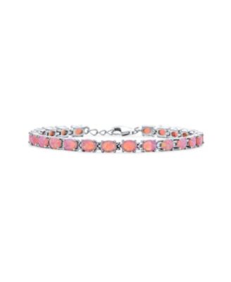 Simple Strand Created Blue Synthetic Opal Tennis Bracelet Sterling Silver 7 7.5 Inch