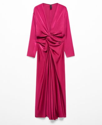 MANGO Women's Knot Detailing Satin Dress