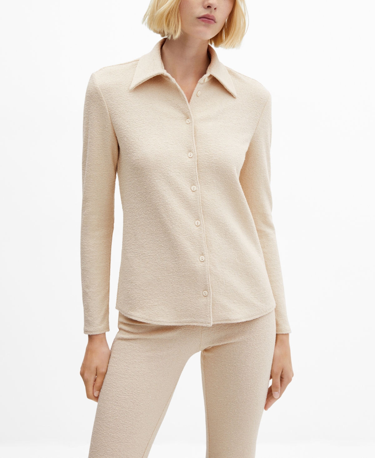 Mango Women's Buttons Detail Textured Shirt In Off White