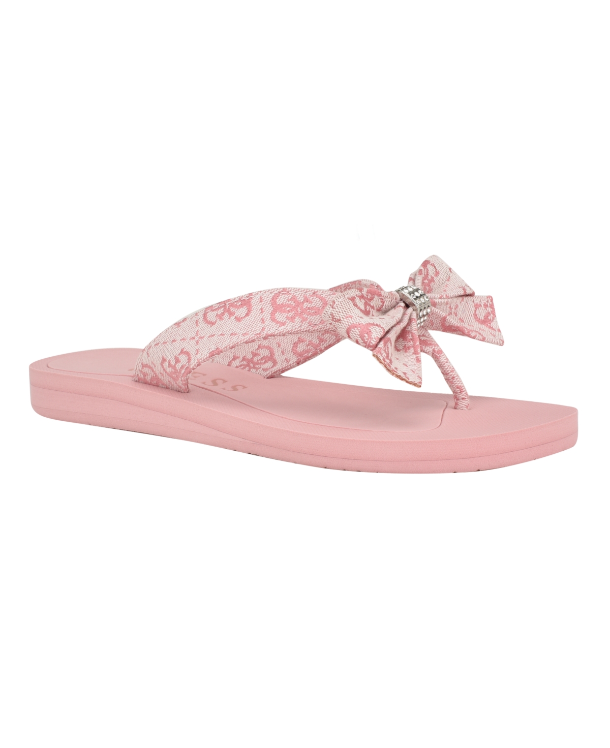 Shop Guess Women's Tutu Embellished Bow Flip Flops In Pink- Textile