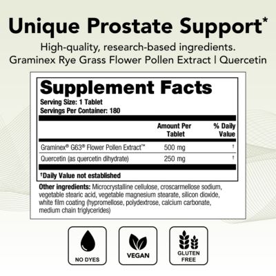 Prostate PQ Rye Grass Pollen Extract Supplement with Quercetin