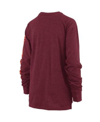 Women's Heathered Maroon Virginia Tech Hokies Two-Hit Canyon Long Sleeve T-shirt