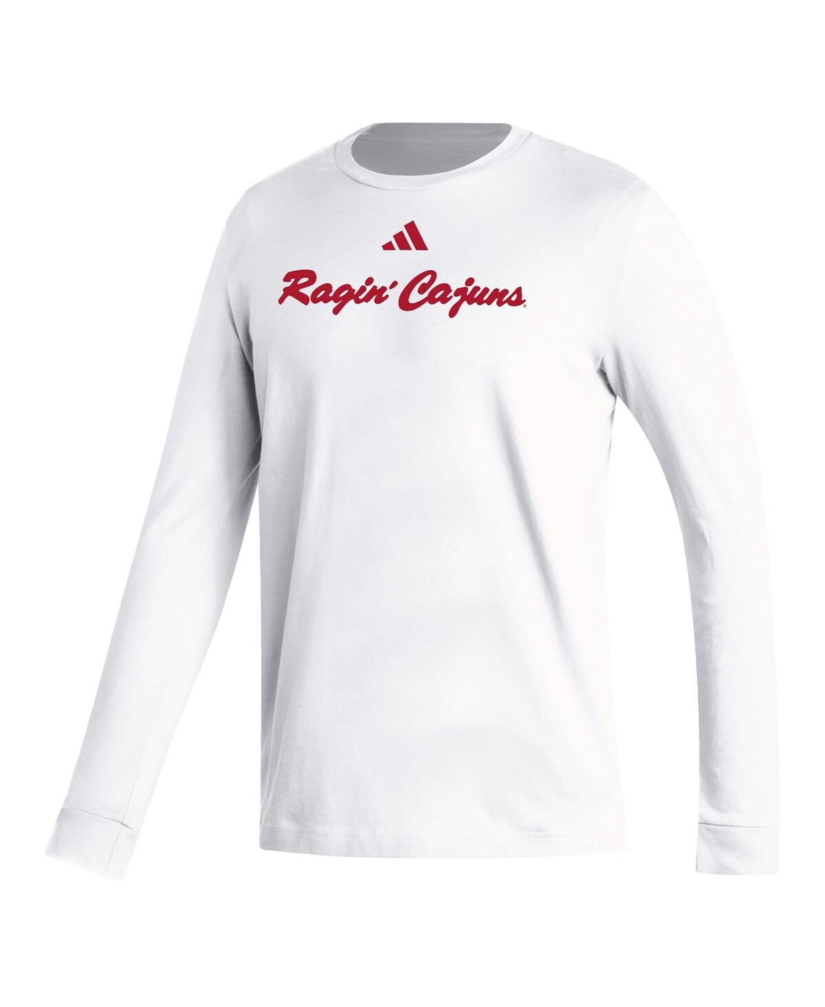 Shop Adidas Originals Men's Adidas White Louisiana Ragin' Cajuns Vault Script Creator Long Sleeve T-shirt