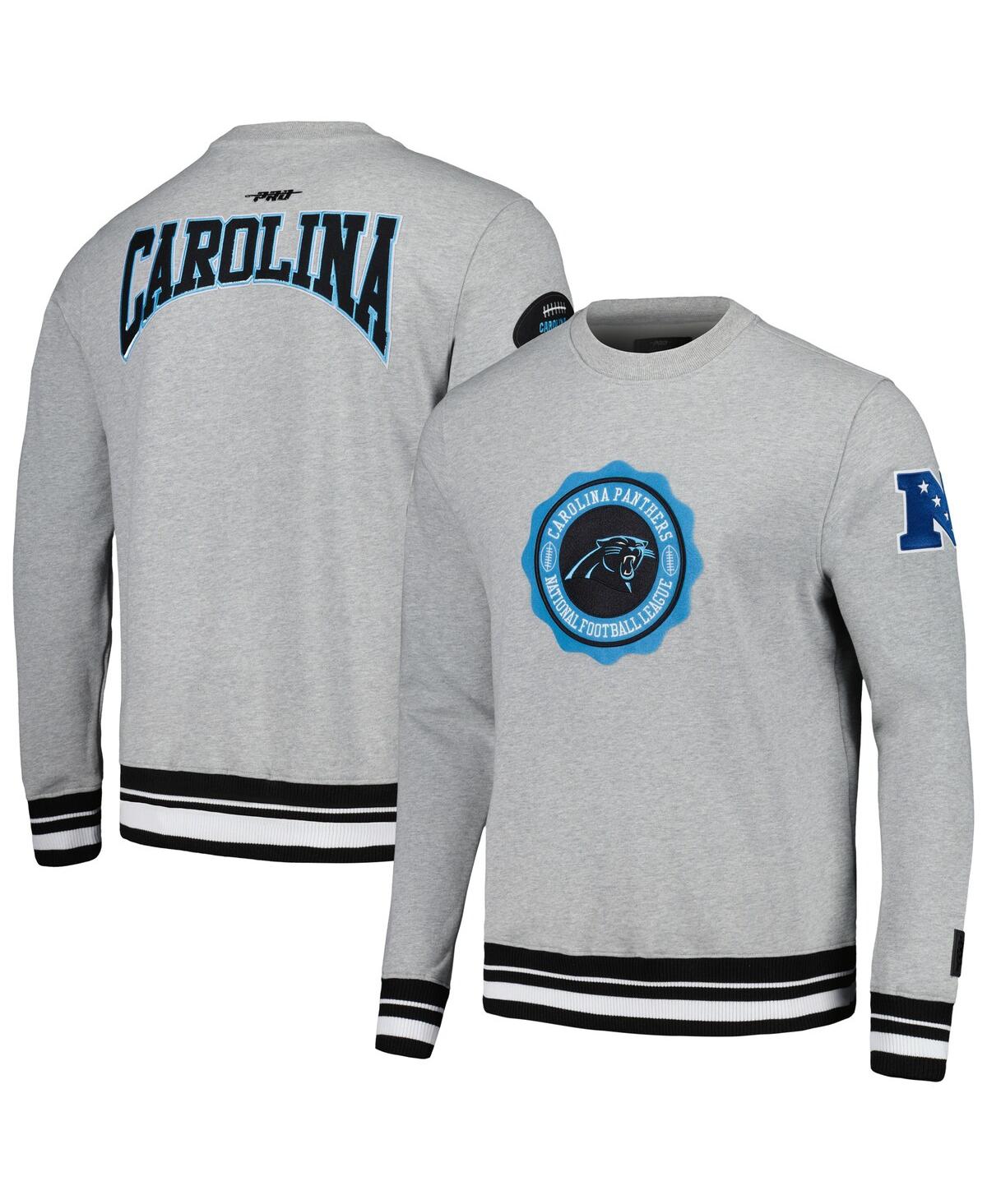 Shop Pro Standard Men's  Heather Gray Carolina Panthers Crest Emblem Pullover Sweatshirt