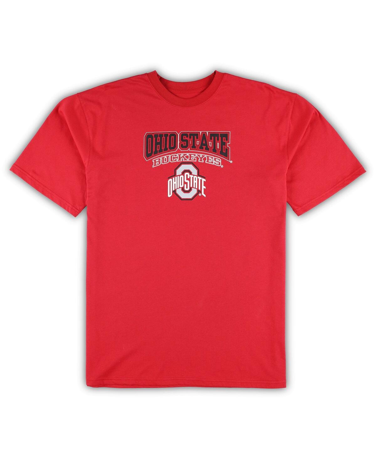 Shop Profile Men's  Scarlet, Black Ohio State Buckeyes Big And Tall 2-pack T-shirt And Flannel Pants Set In Scarlet,black