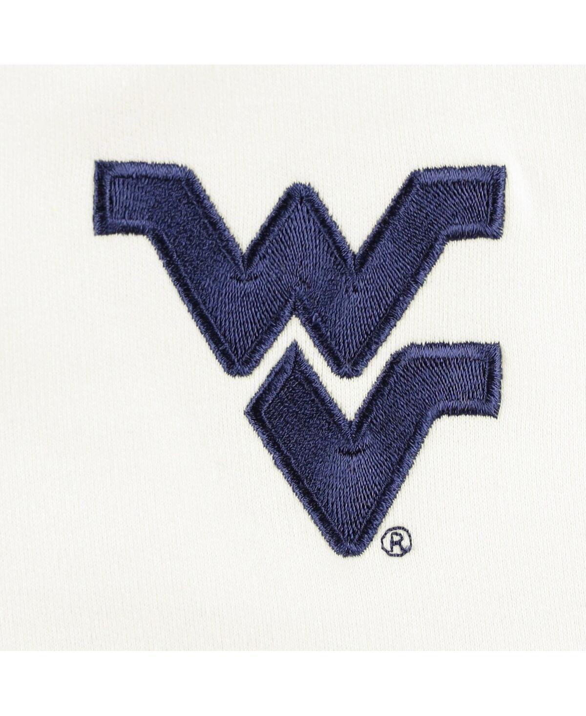 Shop Profile Women's  White, Navy West Virginia Mountaineers Plus Size Taping Pullover Hoodie In White,navy