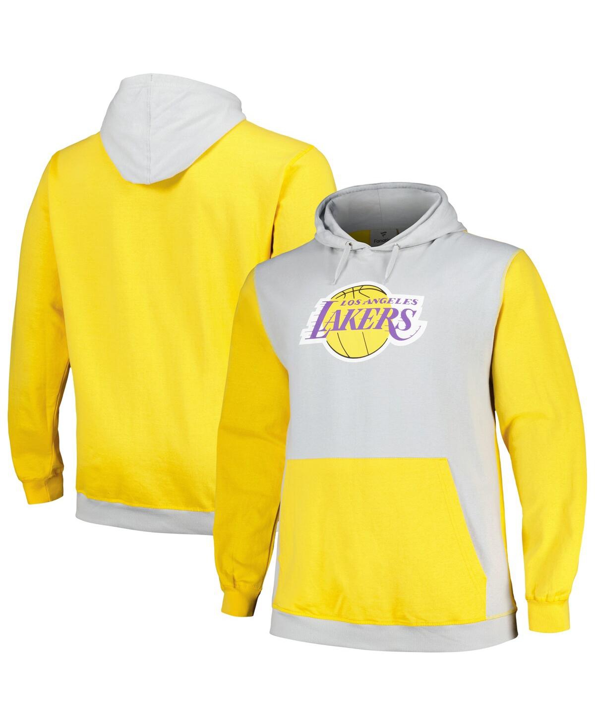 Shop Fanatics Men's  Gold, Silver Los Angeles Lakers Big And Tall Primary Arctic Pullover Hoodie In Silver,gold
