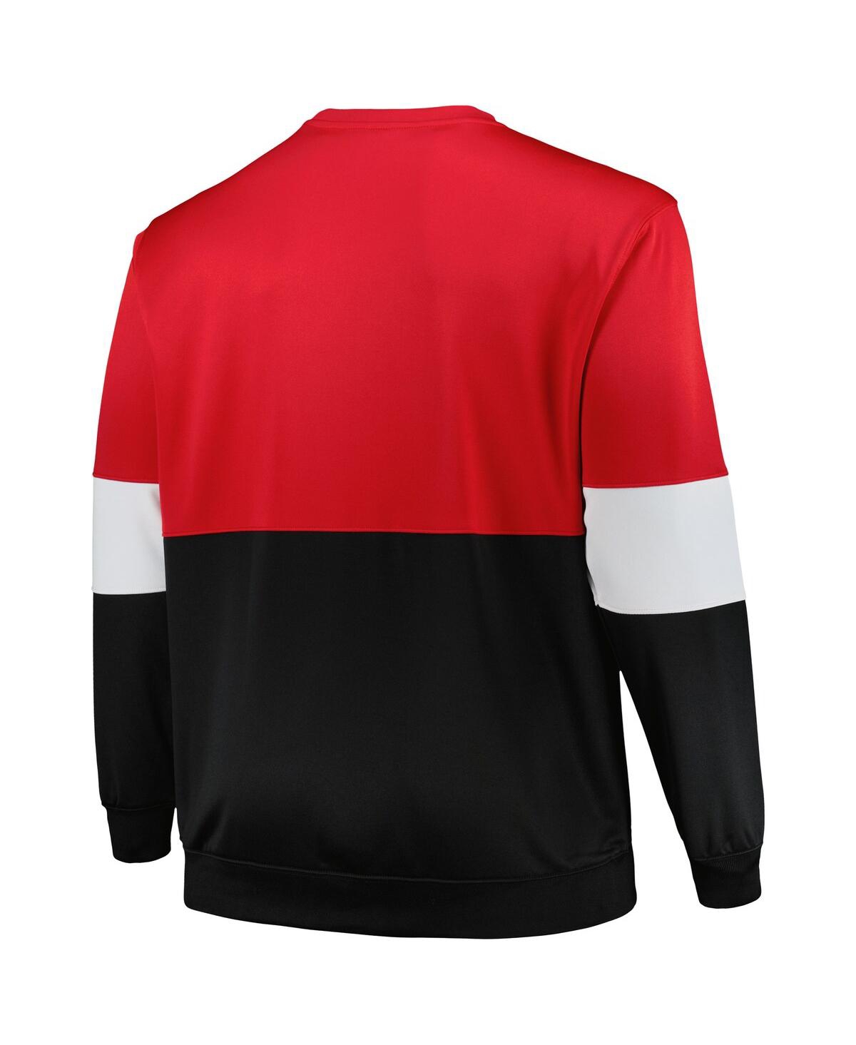 Shop Fanatics Men's  Red, Black Chicago Bulls Big And Tall Split Pullover Sweatshirt In Red,black