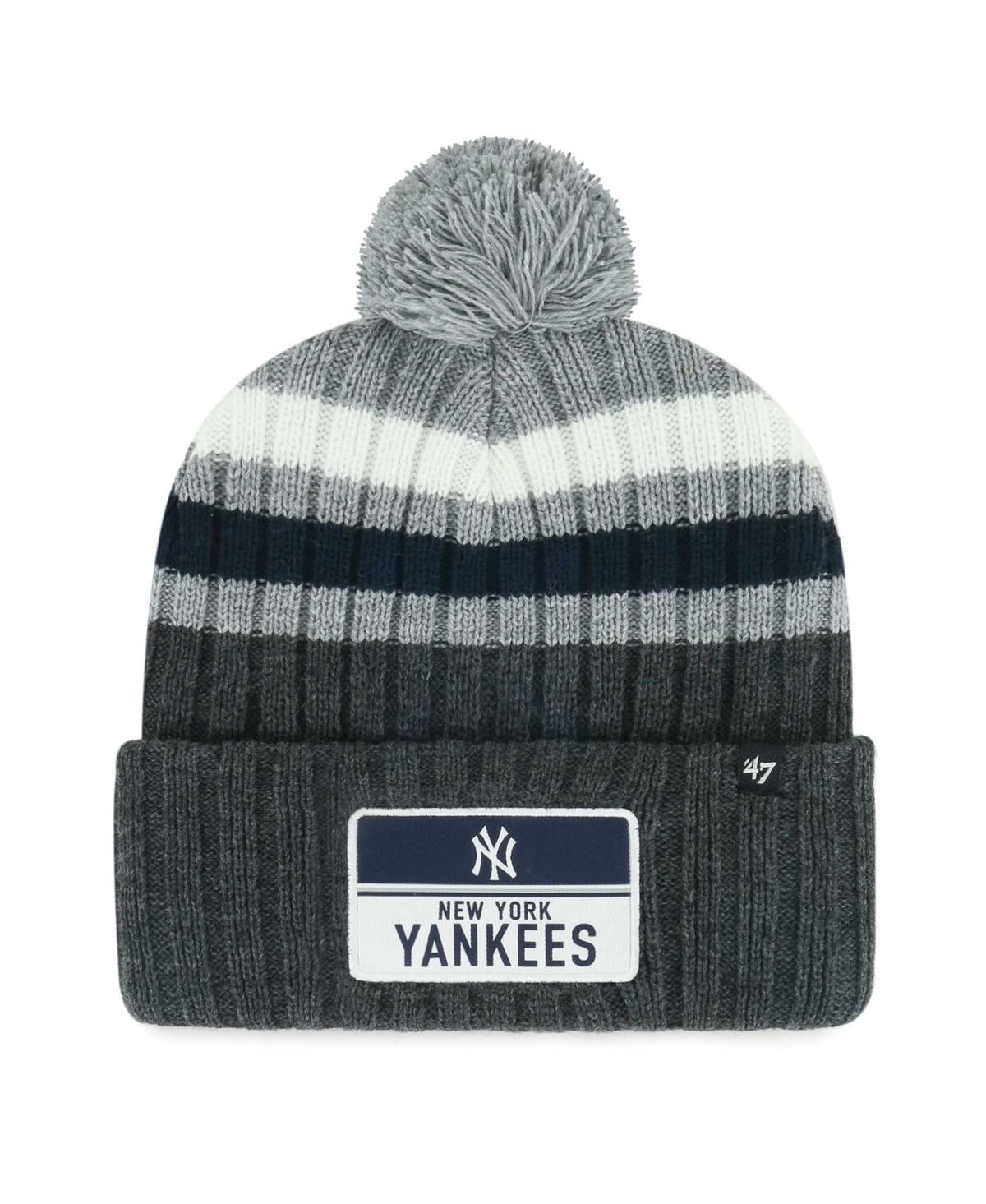 47 Brand Men's ' Gray New York Yankees Stack Cuffed Knit Hat With Pom